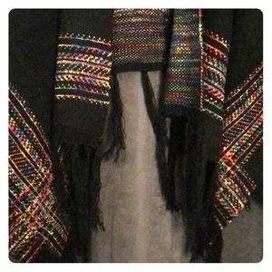 Gorgeous Black Rainbow Poncho